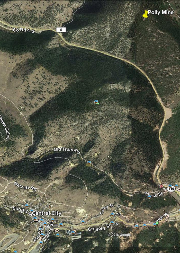 A Google Earth View of the location of the Polly Mine.