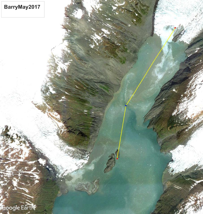 A 2017 Googl Earth view of the Barry Glacier