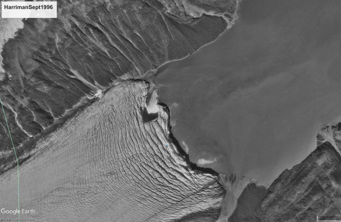 A 1996 Google Earth view of the Harriman Glacier.