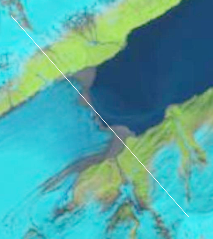 A Landsat view of the Harriman Glacier on June 21, 2019.