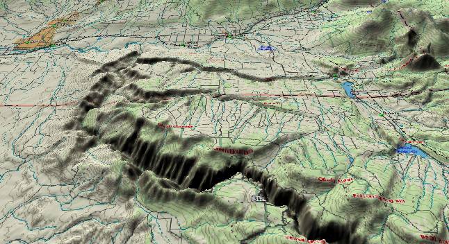 3-D computer generated picture of the
              northwest section of the Black Canyon of the Gunnison
              River.