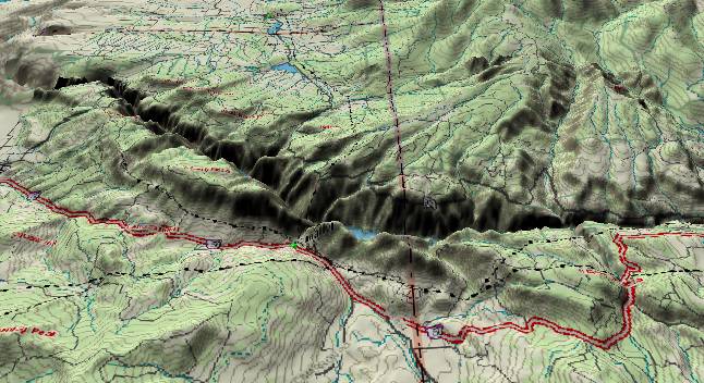 3-D computer generated picture of the
              southeast portion of the Black Canyon of the Gunnison
              River.