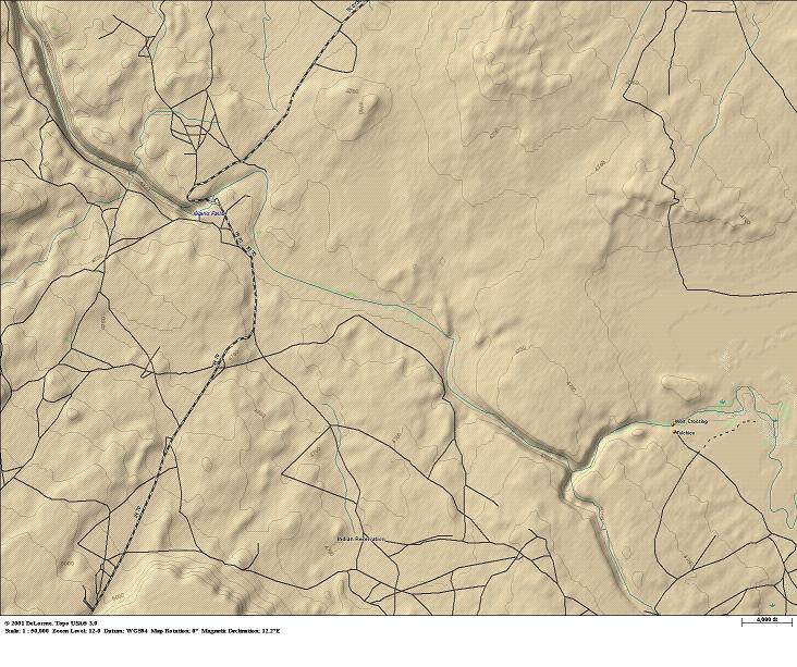 Map of the Little Colorado River some
              30 to 35 miles south-southeast of Cameron, AZ.