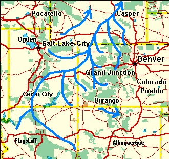 Map sjows the general river drainage
            during the Paleocene.
