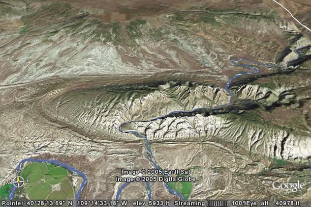 Split Mountain, Utah - an example of
          superimposition