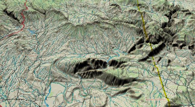 3-D computer
            generated picture of Split Mountain, Utah