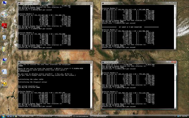 A small image of 4 copies of the CabtaxiC program
                working on the Cabtaxi problem.