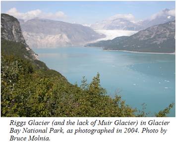 A 2004 view of the former
        location of Muir Glacier.