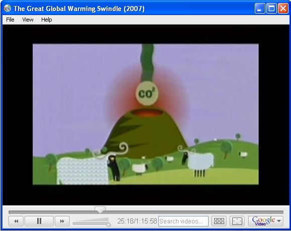 Animated cartoon volcano in the
          pseudo-documentary