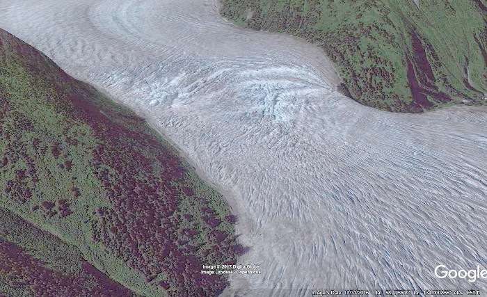 A Google Earth approximation of what the same area looked
          like in July 2010