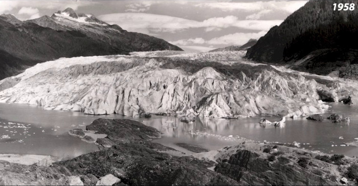 A 1958 view of the Mendenhall Glacier