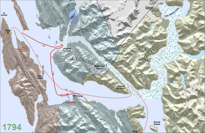 A generated view of the Juneau/Taku Inlet area as of
          1797