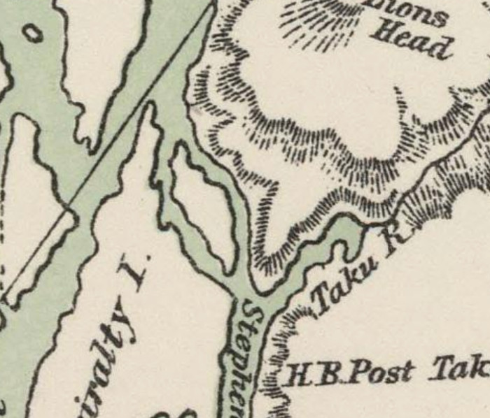 An 1869 map of the Juneau/Taku area.