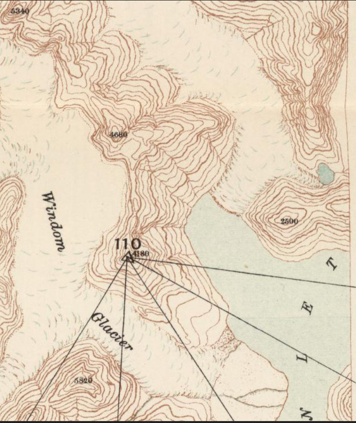 A c. 1903/1904 map of the Taku Glacier