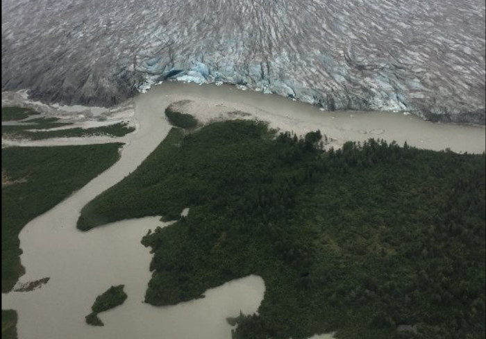 A 2017 view of the same area of the Taku Glacier