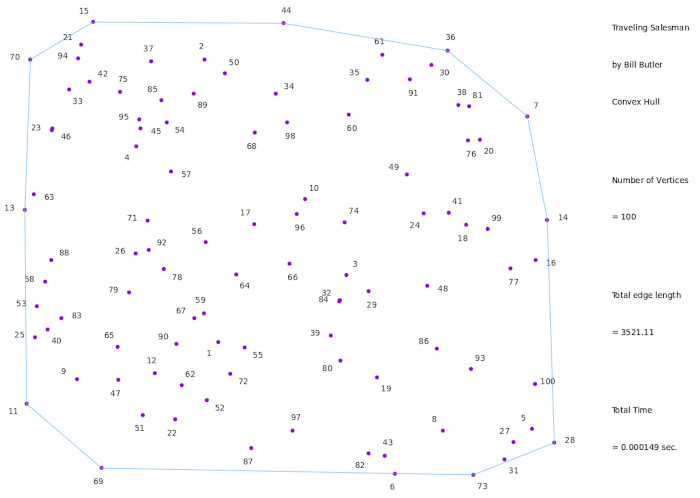 The convex hull for our 100 vertex example.